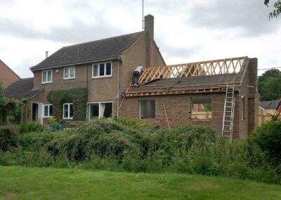 Demolition of existing outbuilding begins