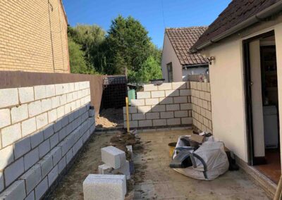 Blockwork in progress at a bungalow in Thrapston