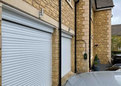 Double garage built with local stone at an extension in Oundle