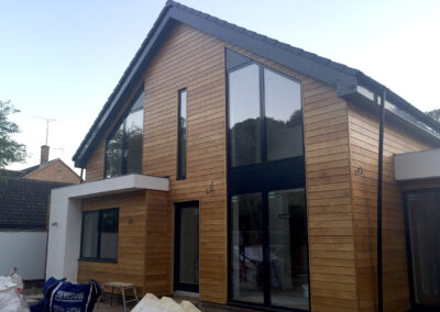 Cedar cladding on a new build in Sywell