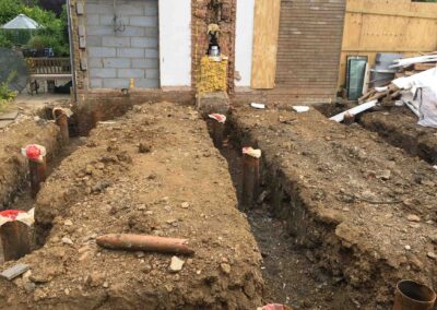 Piling for extensions at an extension in Titchmarsh