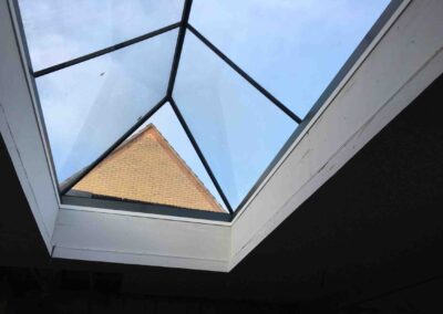 Looking at the sky through roof light, shot from below in an extension in Thrapston