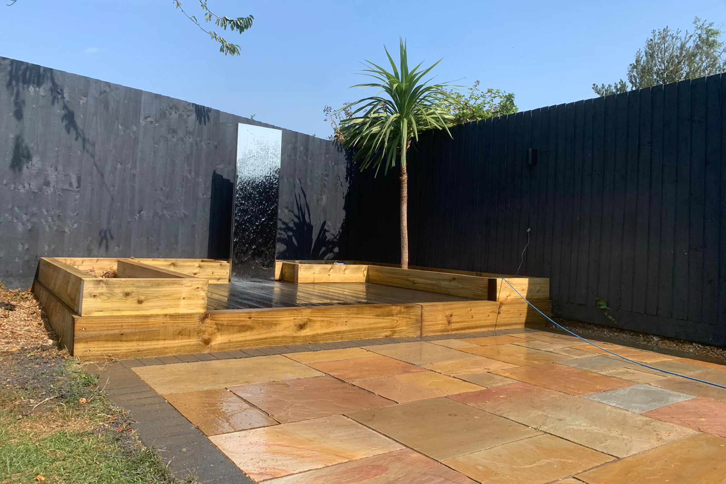 A bespoke water feature in a garden near Oundle, Northamptonshire