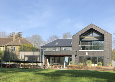 Rear elevation of wraparound extension in peterborough with zinc cladding